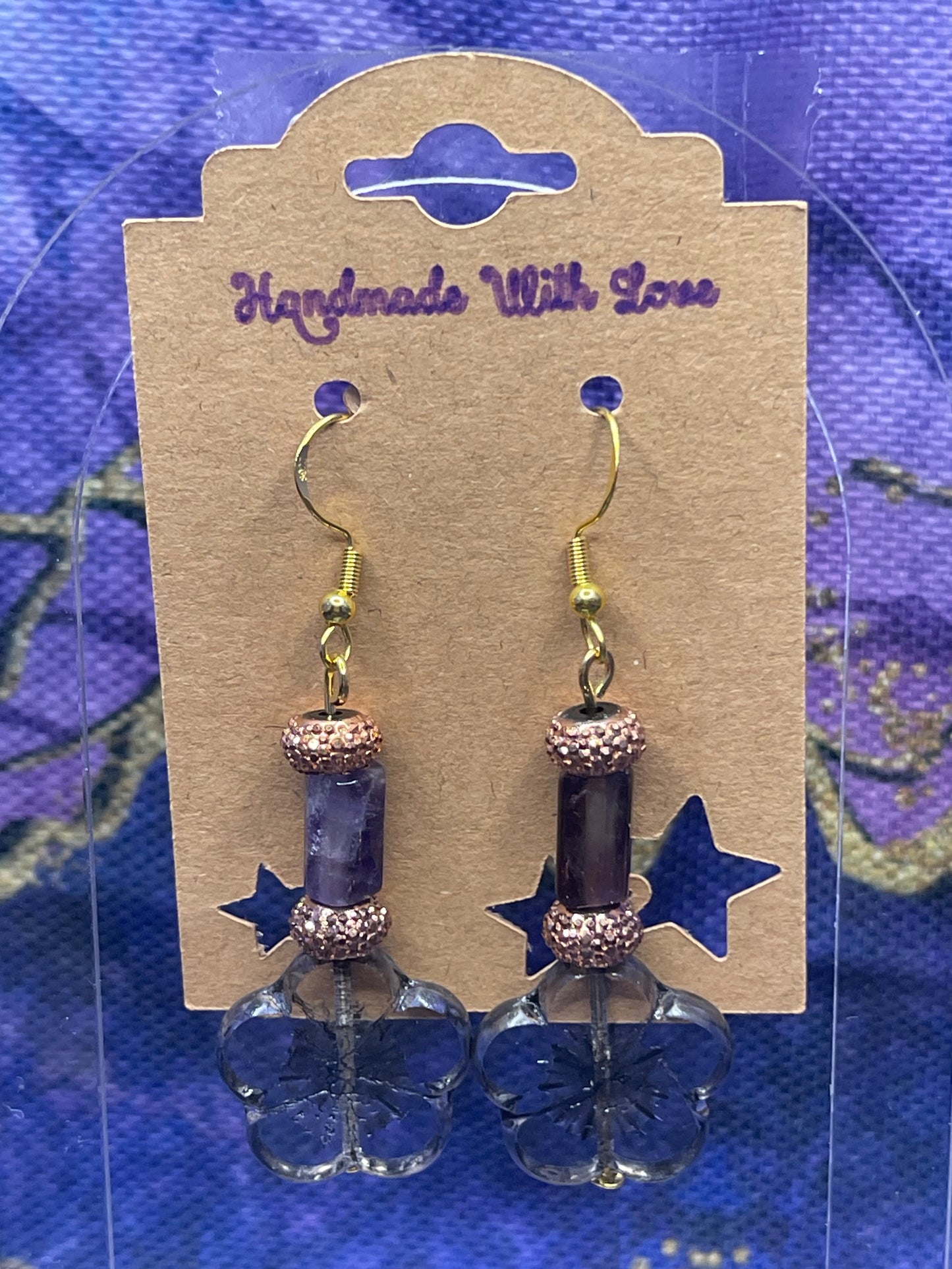Clear Heart Flowers Earrings