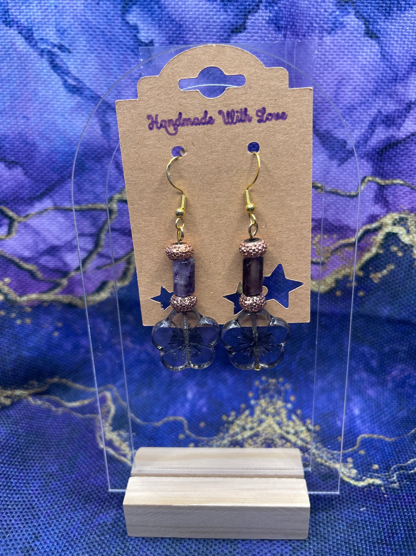 Clear Heart Flowers Earrings